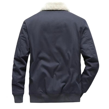 Muška pamučna jakna s fleece podstavom, slobodan kroj, zatvarač, rever ovratnik, džepovi sa zatvaračima