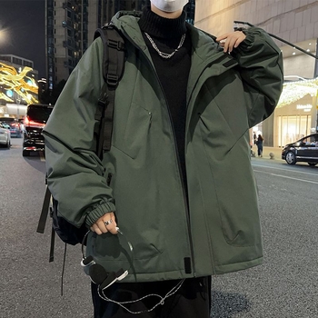 Kapucňová bunda z cordury, výplň z imitácie hodvábno-pamäťovej zmesi, podšívka ľan, zapínanie na gombík na jeden rad, japonský štýl