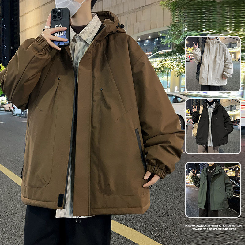 Kapucňová bunda z cordury, výplň z imitácie hodvábno-pamäťovej zmesi, podšívka ľan, zapínanie na gombík na jeden rad, japonský štýl