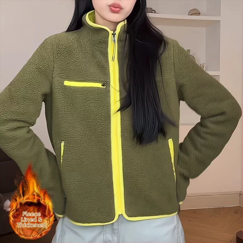 White Crane kardiganas su imitacine avinės vilnos, rayon audinys, stovintis apykaklė, įprastos rankovės, Pavasaris 2025