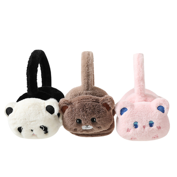 Ακουστικά για τα αυτιά με σχέδιο Καρτούν Αρκούδα — unisex για ενήλικες, συνθετική γούνα, γλυκό plush, χειμωνιάτικη ζεστασιά