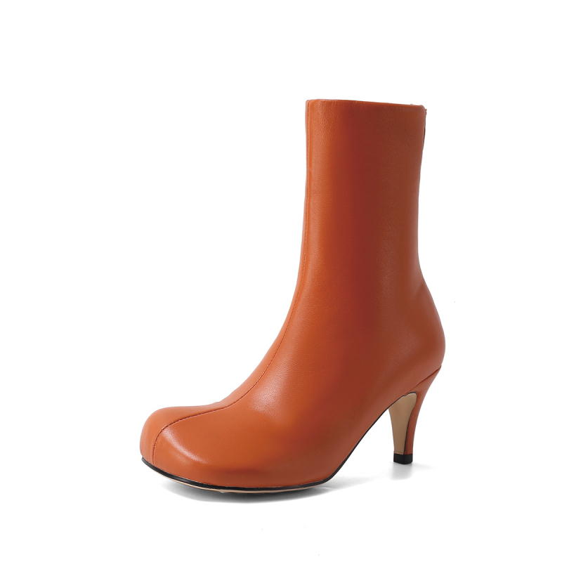 Дамски модни боти – квадратен нос, задна ципа, нисък ток 1-3 см, горна част: супер влакна