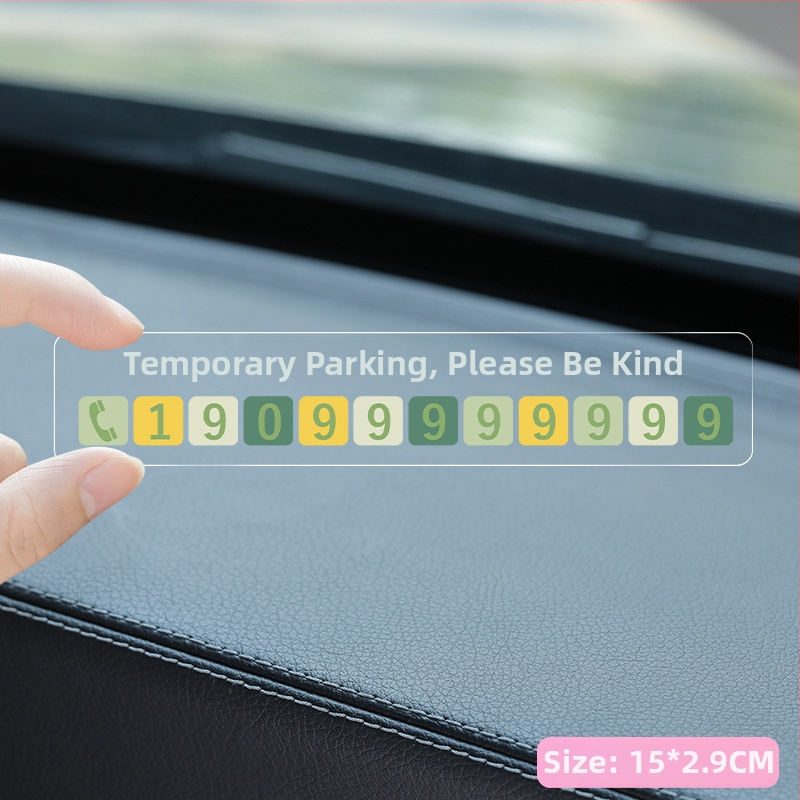 Automašīnas pagaidu stāvvietas kartīte ar tālruņa numuru — plastmasas, adsorpcijas tips, pielāgošana un logotipa drukāšana
