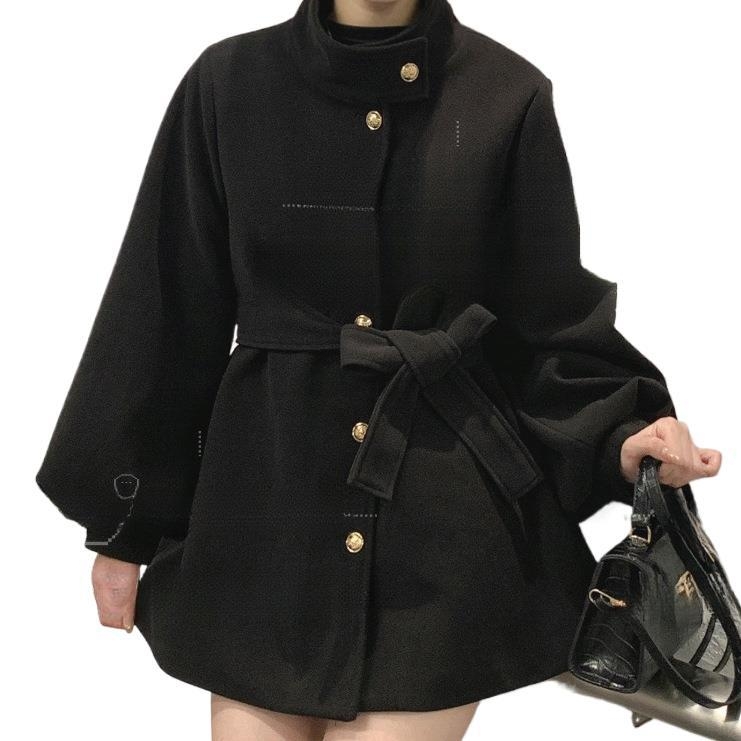 Дамско вълнено палто със стойка яка, тесен модел, средна дължина 50–65 см