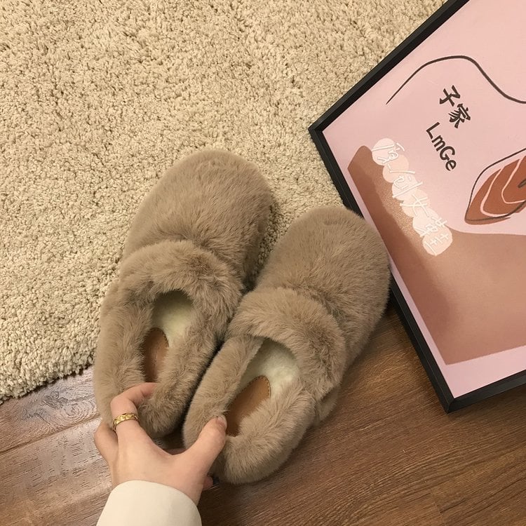 Dámske loafers s kožušinovou výstelkou, okrúhla špička, vrchný materiál Super fiber, EVA stielka