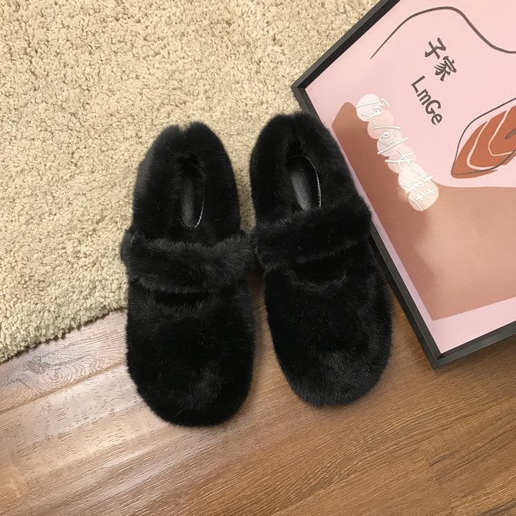 Dámske loafers s kožušinovou výstelkou, okrúhla špička, vrchný materiál Super fiber, EVA stielka