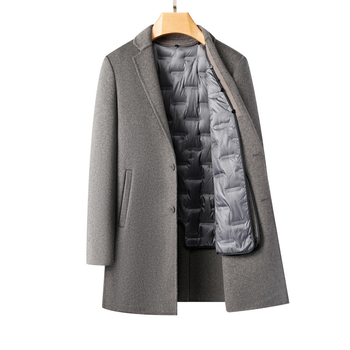 Vyriskas dvipusis vilnos paltas, slim fit, vilna-poliesterio mišinys 71–85%, trumpas žieminis palto, verslo stilius, galima plus dydis (Žieminis 2021)