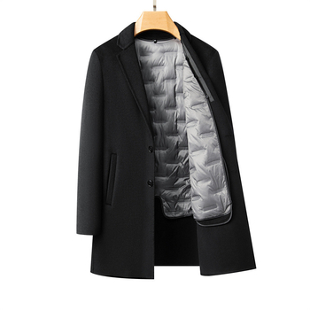 Vyriskas dvipusis vilnos paltas, slim fit, vilna-poliesterio mišinys 71–85%, trumpas žieminis palto, verslo stilius, galima plus dydis (Žieminis 2021)