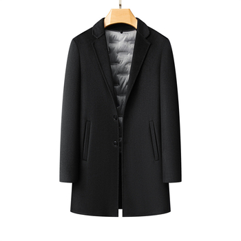 Vyriskas dvipusis vilnos paltas, slim fit, vilna-poliesterio mišinys 71–85%, trumpas žieminis palto, verslo stilius, galima plus dydis (Žieminis 2021)