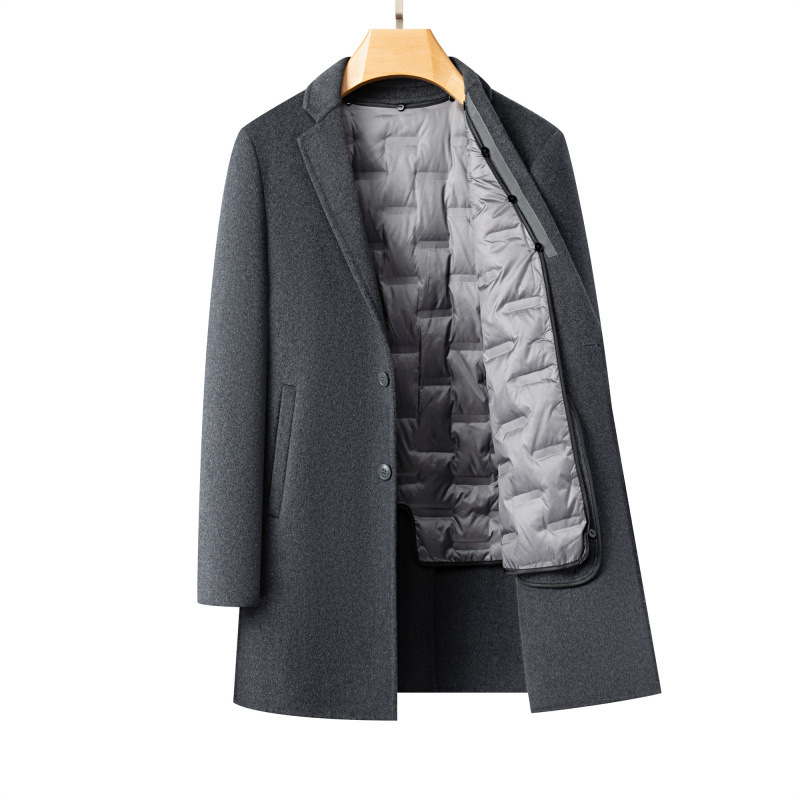 Vyriskas dvipusis vilnos paltas, slim fit, vilna-poliesterio mišinys 71–85%, trumpas žieminis palto, verslo stilius, galima plus dydis (Žieminis 2021)