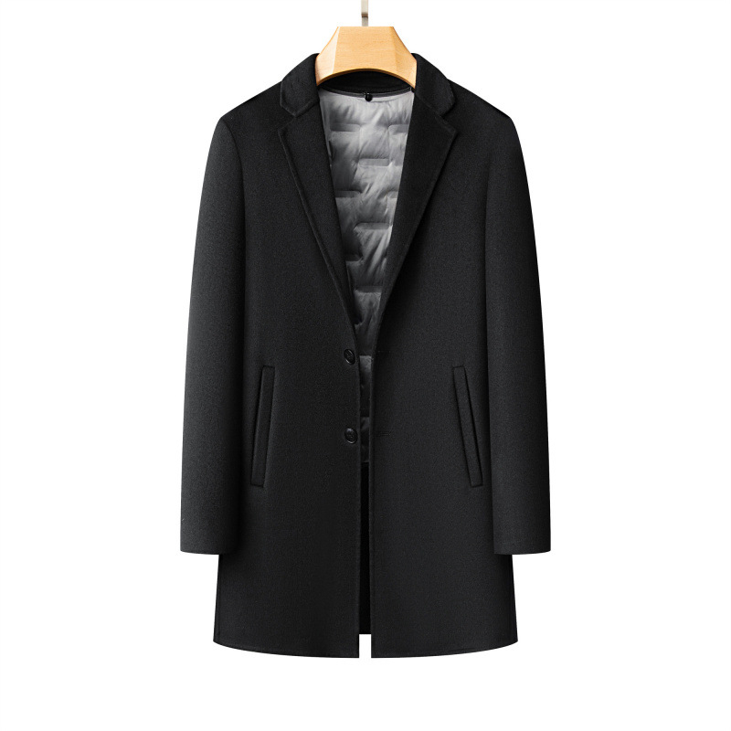 Vyriskas dvipusis vilnos paltas, slim fit, vilna-poliesterio mišinys 71–85%, trumpas žieminis palto, verslo stilius, galima plus dydis (Žieminis 2021)