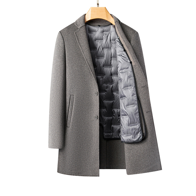 Vyriskas dvipusis vilnos paltas, slim fit, vilna-poliesterio mišinys 71–85%, trumpas žieminis palto, verslo stilius, galima plus dydis (Žieminis 2021)