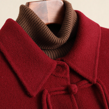 Moterų vilnos paltas - laisvas kirpimas, vienos spalvos, Doll collar, ilgos rankovės, vilnos turinys 95%+