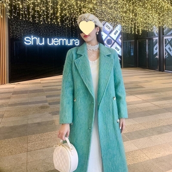 Дамско палто от Chenille с двойно закопчаване, свободна кройка, яка тип костюм, ръкав 5/4, дължина 40–50 cm, спандексова смес, пролет 2025