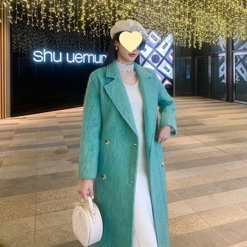 Дамско палто от Chenille с двойно закопчаване, свободна кройка, яка тип костюм, ръкав 5/4, дължина 40–50 cm, спандексова смес, пролет 2025