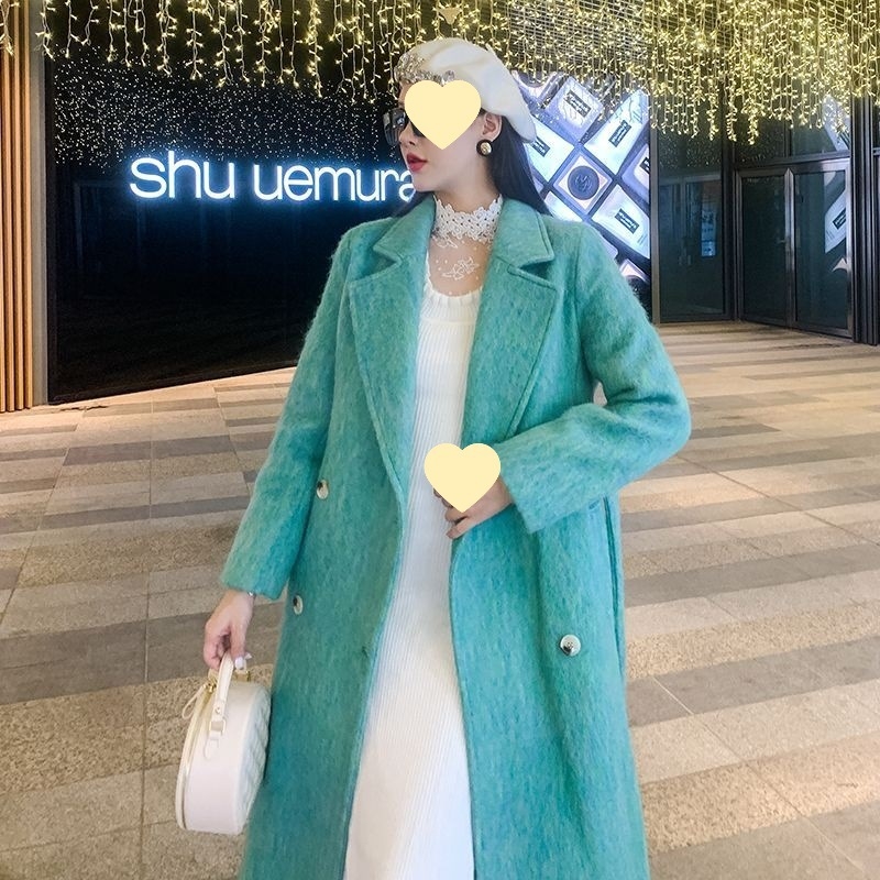 Дамско палто от Chenille с двойно закопчаване, свободна кройка, яка тип костюм, ръкав 5/4, дължина 40–50 cm, спандексова смес, пролет 2025