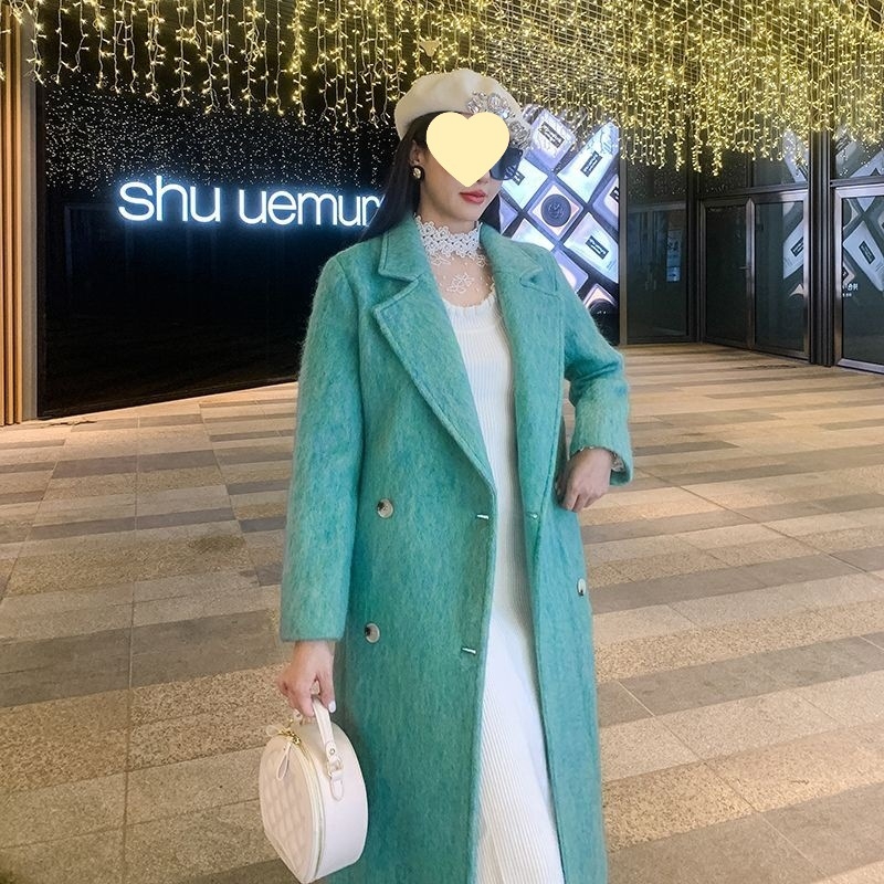 Дамско палто от Chenille с двойно закопчаване, свободна кройка, яка тип костюм, ръкав 5/4, дължина 40–50 cm, спандексова смес, пролет 2025