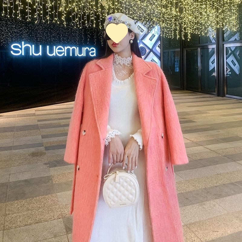 Дамско палто от Chenille с двойно закопчаване, свободна кройка, яка тип костюм, ръкав 5/4, дължина 40–50 cm, спандексова смес, пролет 2025