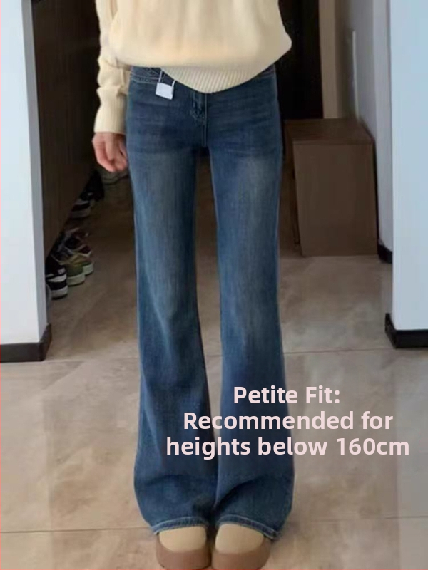 Dámske džínsy s vysokým pásom z bavlneno-strečového denimu, mikroelastickosť, Bootcut/Bell-Bottom strih, zoštíhľujúca oblasť bokov