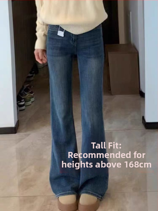 Dámske džínsy s vysokým pásom z bavlneno-strečového denimu, mikroelastickosť, Bootcut/Bell-Bottom strih, zoštíhľujúca oblasť bokov