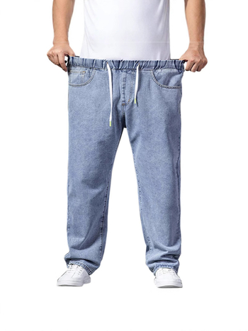 Мъжки дънки с прави крачоли, деним от памук 65%, средно висока талия, цип, есен