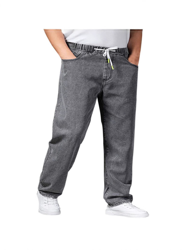 Мъжки дънки с прави крачоли, деним от памук 65%, средно висока талия, цип, есен