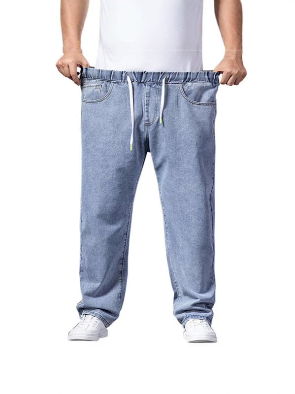 Мъжки дънки с прави крачоли, деним от памук 65%, средно висока талия, цип, есен