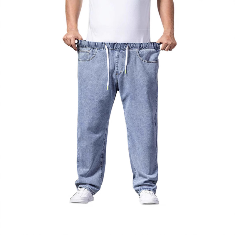 Мъжки дънки с прави крачоли, деним от памук 65%, средно висока талия, цип, есен