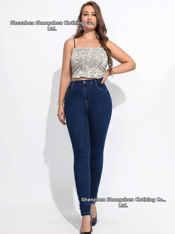 Džínsy - vysoký pás, úzky strih, denim bavlna-spandex, vysoká elasticita, mestský štýl
