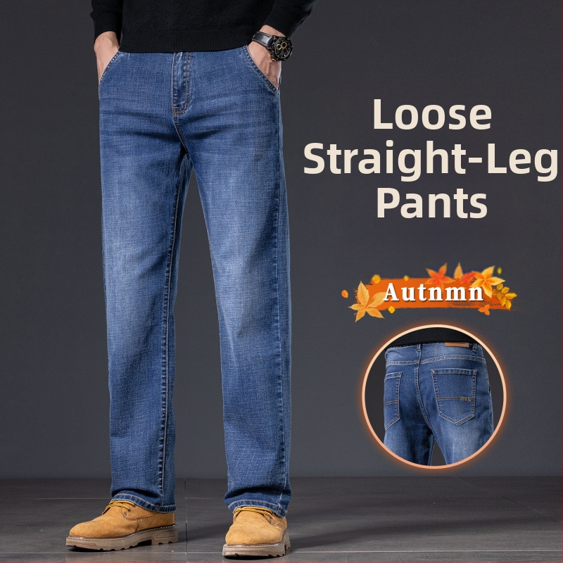 Pánske džínsy z bavlneného elastického denimu, zúžený strih, stredná výška pásu, zips, pranie, jar a jeseň