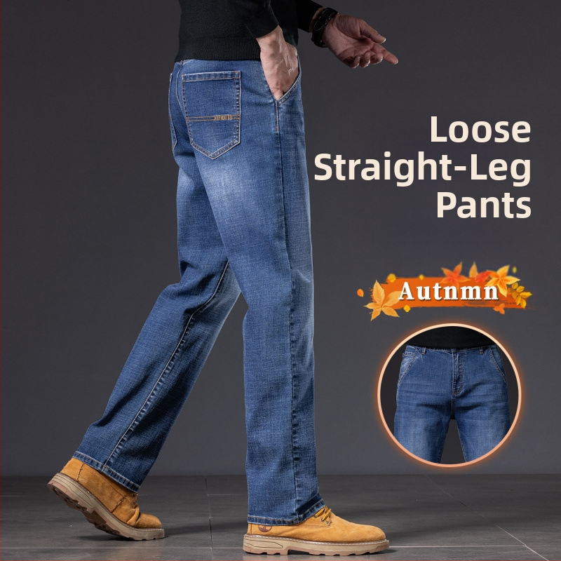 Pánske džínsy z bavlneného elastického denimu, zúžený strih, stredná výška pásu, zips, pranie, jar a jeseň