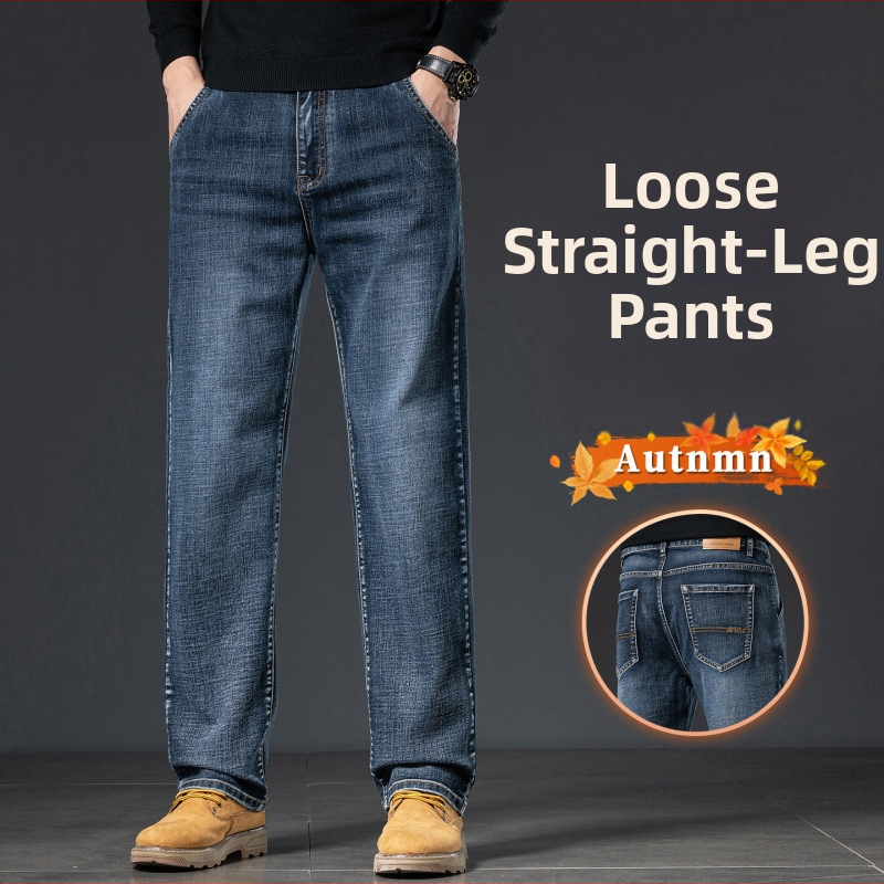 Pánske džínsy z bavlneného elastického denimu, zúžený strih, stredná výška pásu, zips, pranie, jar a jeseň