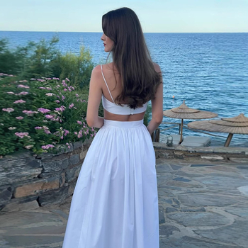 Пола костюм за ежедневен стил, дълга пола, полиестер, пролет 2025