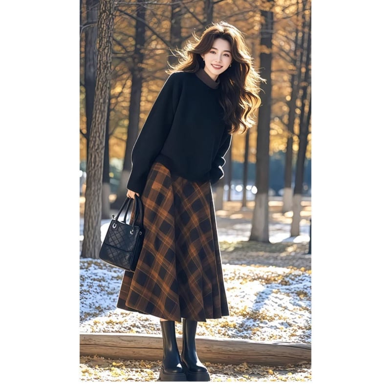 Женски костюм с пола, урбан стил, дълги ръкави с Flutter, материя вискоза/полиестер, без нужда от гладене