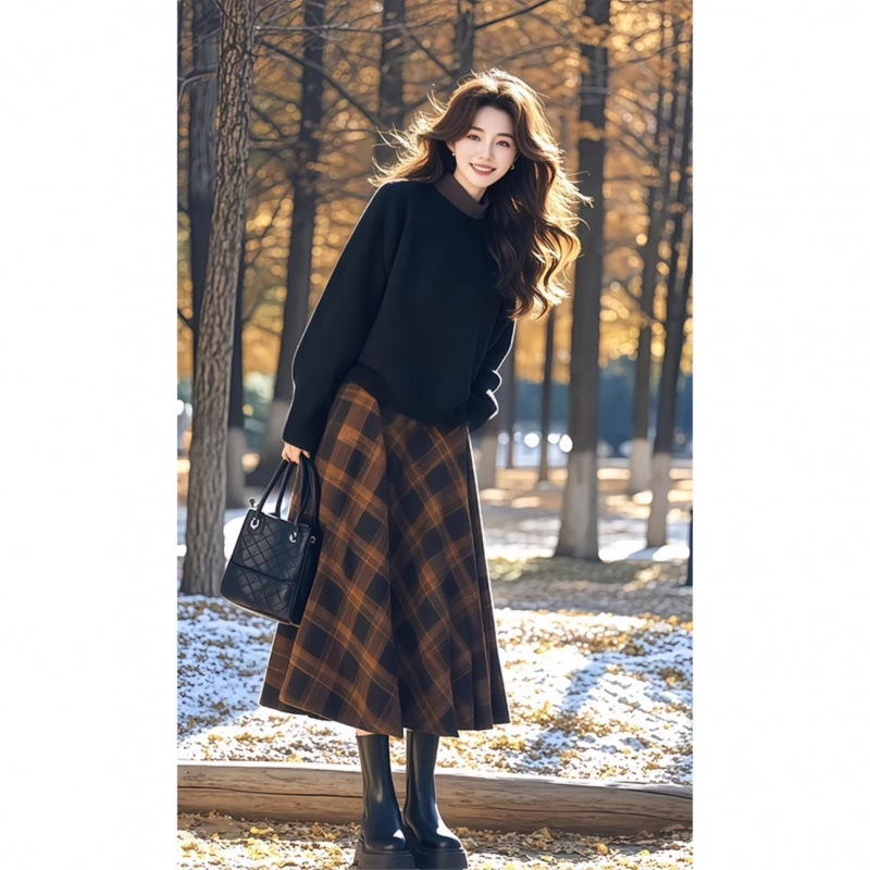 Женски костюм с пола, урбан стил, дълги ръкави с Flutter, материя вискоза/полиестер, без нужда от гладене