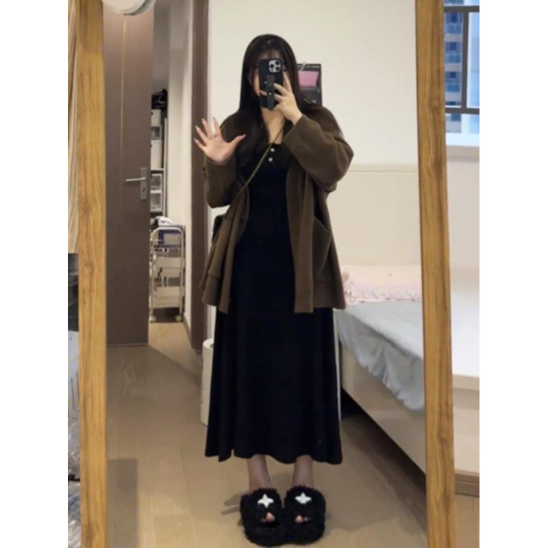 Дамски костюм с пола, дълга пола, дълги ръкави, за жени, урбан стил