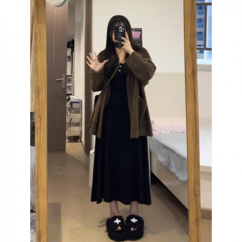 Дамски костюм с пола, дълга пола, дълги ръкави, за жени, урбан стил