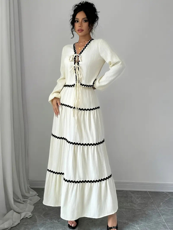 Дамски костюм с пола и блуза, дантела, многопластова плисирана ръкав тип лантерна и панделка, полиестерна тъкан