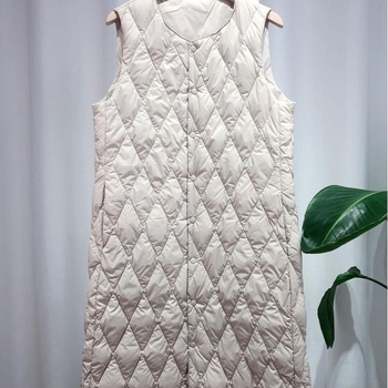 Ženski vest u korejskom stilu, srednje duljine, uski kroj, punilo od pamuka, V-izrez, za slojevito nošenje.