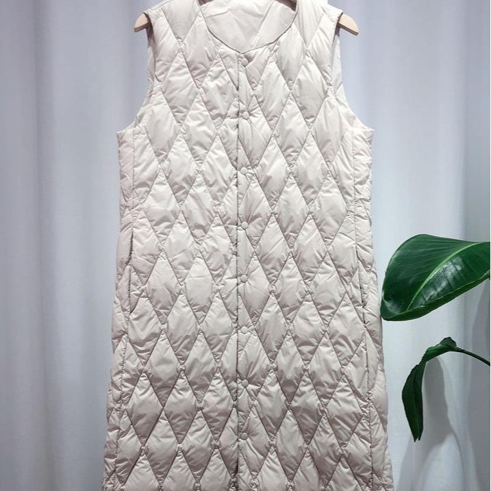 Ženski vest u korejskom stilu, srednje duljine, uski kroj, punilo od pamuka, V-izrez, za slojevito nošenje.