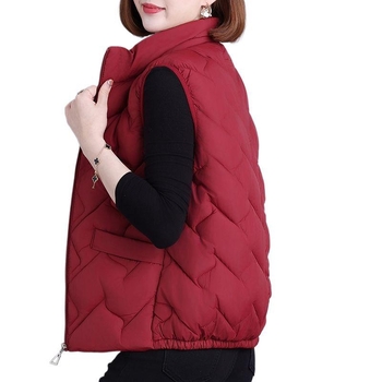 Ženski gilet od perja i pamuka – ultra kratki kroj, V izrez, vuneno punilo, rayon tkanina, proljeće 2025