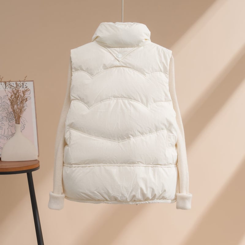 Ženska vesta sa stojećim ovratnikom, A-linijski kroj, poliester tkanina 90–95%, ispuna: Chiasa