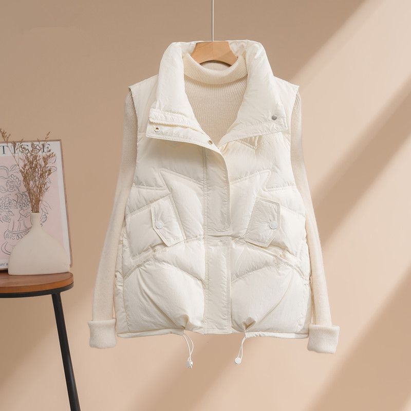 Ženska vesta sa stojećim ovratnikom, A-linijski kroj, poliester tkanina 90–95%, ispuna: Chiasa