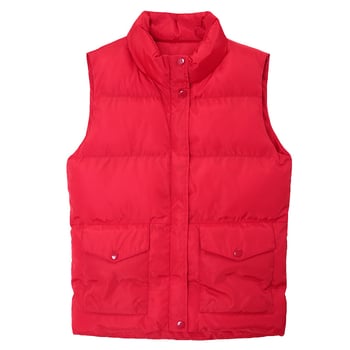 Dámska bezruková vesta s stojacim golierom, výplň z puf-bavlny, polyester, veľké kapsy s klopou, zips