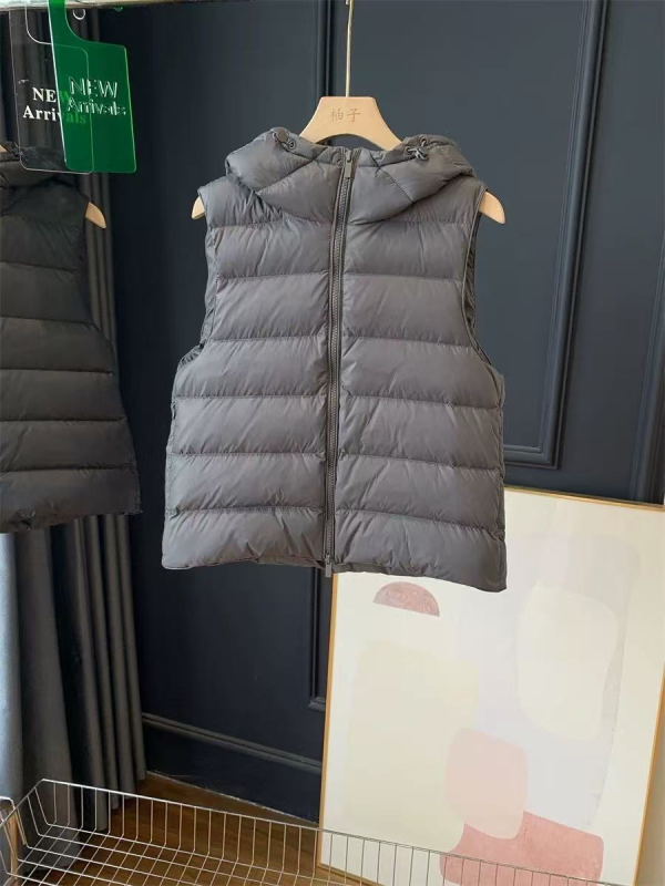 Ženska kapuljačasta vesta s perjem bijele patke, najlonska vanjska tkanina, 95% sadržaj perja, zatvarač