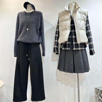 Ženski puffer prsluk: najlon materijal, sadržaj perja 86–90%, zatvarač, stojeći ovratnik