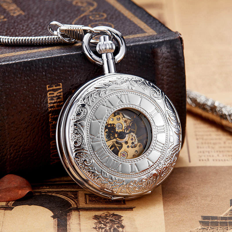 Pocket watch s lancem, kvarcni pogon, okrugli brojčanik 43 mm, debljina 10 mm, kućište od legure, kaiš od legure, funkcija Svjetsko vrijeme