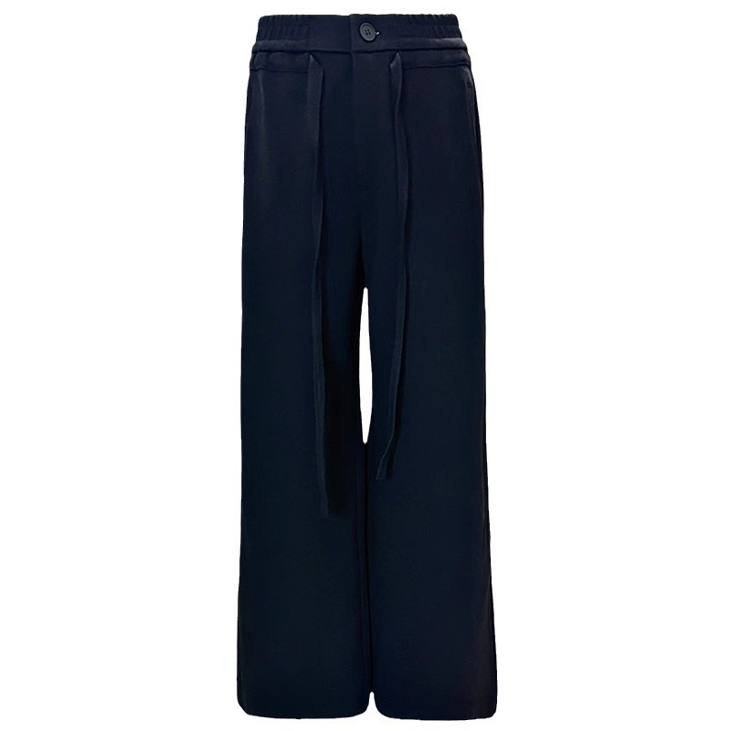 Ženske hlače s ravnim krojem i širokim nogama, visokim strukom, brušena tkanina, pamuk-poliester mješavina