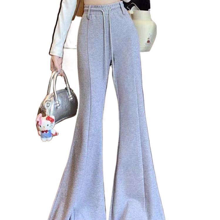 Ženske široke casual hlače, drapirani dizajn, visokim strukom, poliester, stil Royal Sister