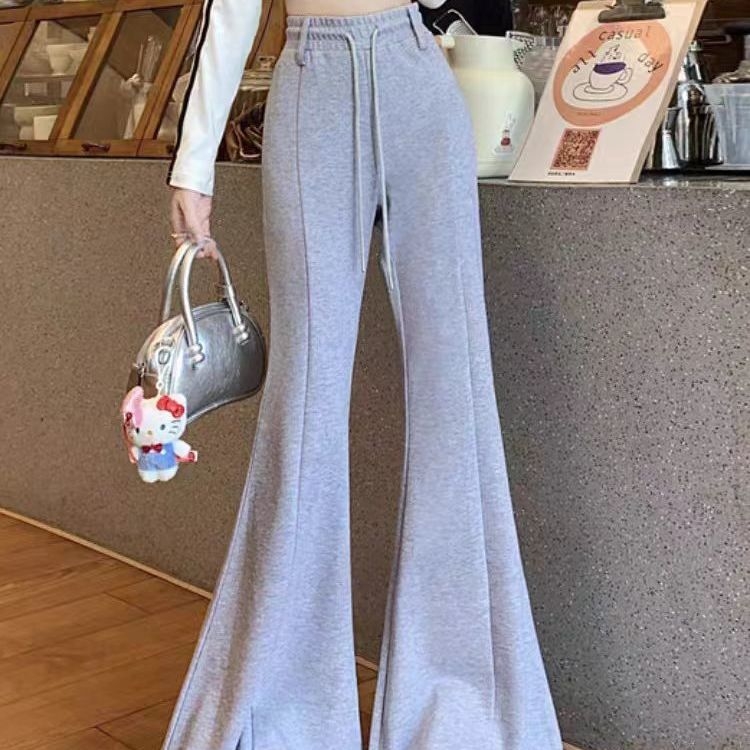 Ženske široke casual hlače, drapirani dizajn, visokim strukom, poliester, stil Royal Sister